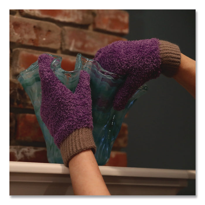 Microfiber Dusting Gloves, Purple with Black Cuffs, 4 Gloves