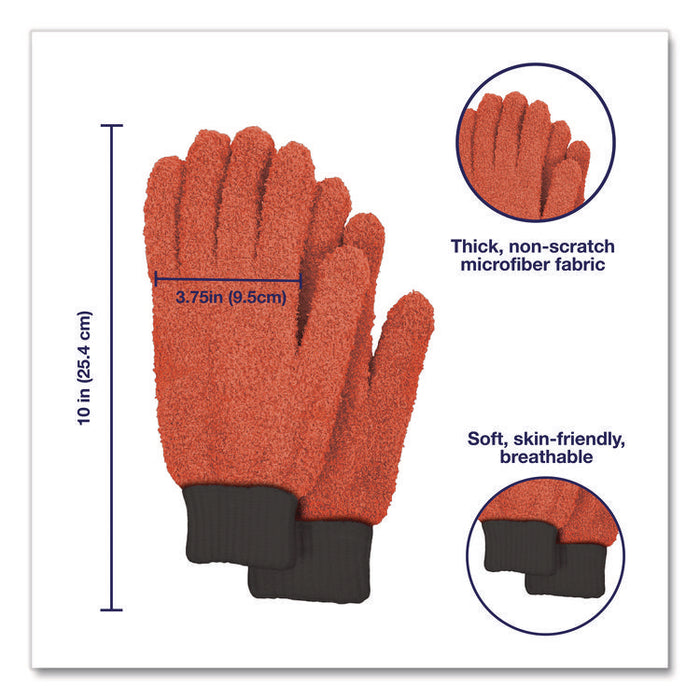 Microfiber Dusting Gloves, 2 Coral Gloves with Black Cuffs, 2 Purple Gloves with Black Cuffs