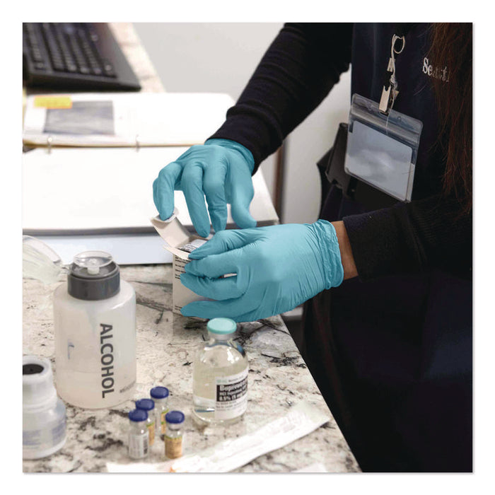 Nitrile Exam Gloves, Powder-Free, Medium, 3 mil Thick, 9.5" Long, Light Blue, 100/Box