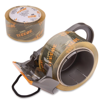 Tape Dispenser with Tape, 3" Core, Polypropylene, Gray/Orange, 1 Dispenser, 1 Roll Pro-Grade Packaging Tape