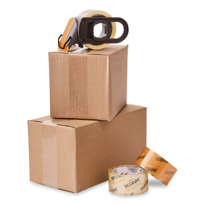 Tape Dispenser with Tape, 3" Core, Polypropylene, Gray/Orange, 1 Dispenser, 2 Rolls Pro-Grade Packaging Tape