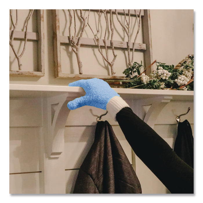 Microfiber Dusting Gloves, Blue with White Cuffs, 2 Gloves