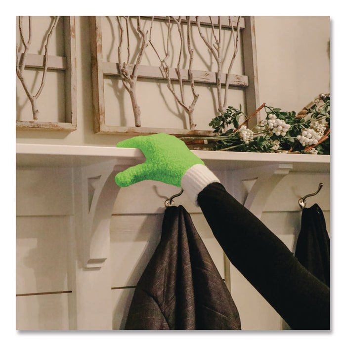 Microfiber Dusting Gloves, Green with White Cuffs, 2 Gloves