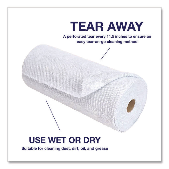 Microfiber Towel Roll, 11.5 x 11.5, Blue, 50 Sheets/Roll