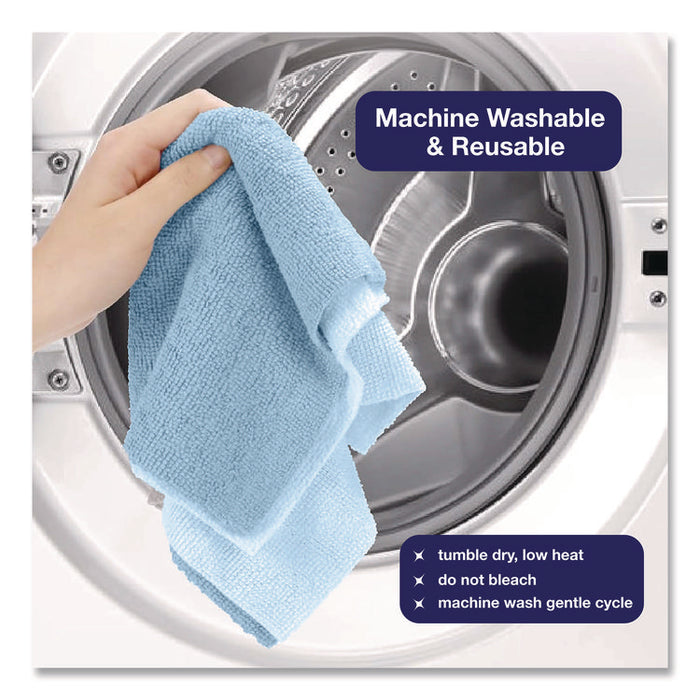 Microfiber Towel Roll, 11.5 x 11.5, Blue, 50 Sheets/Roll