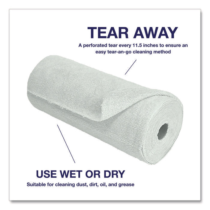 Microfiber Towel Roll, 11.5 x 11.5, Green, 50 Towels/Roll
