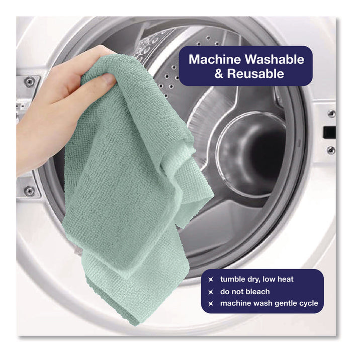 Microfiber Towel Roll, 11.5 x 11.5, Green, 50 Towels/Roll
