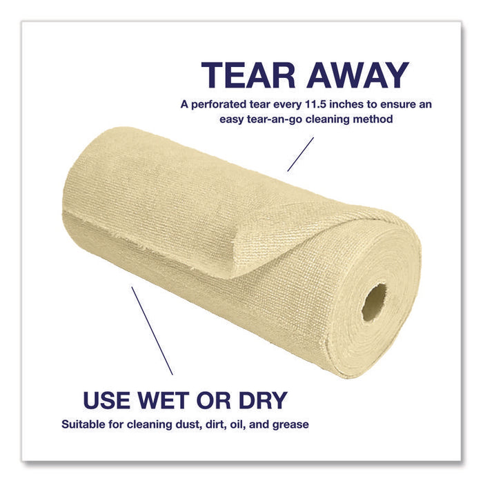 Microfiber Towel Roll, 11.5 x 11.5, Taupe, 50 Towels/Roll