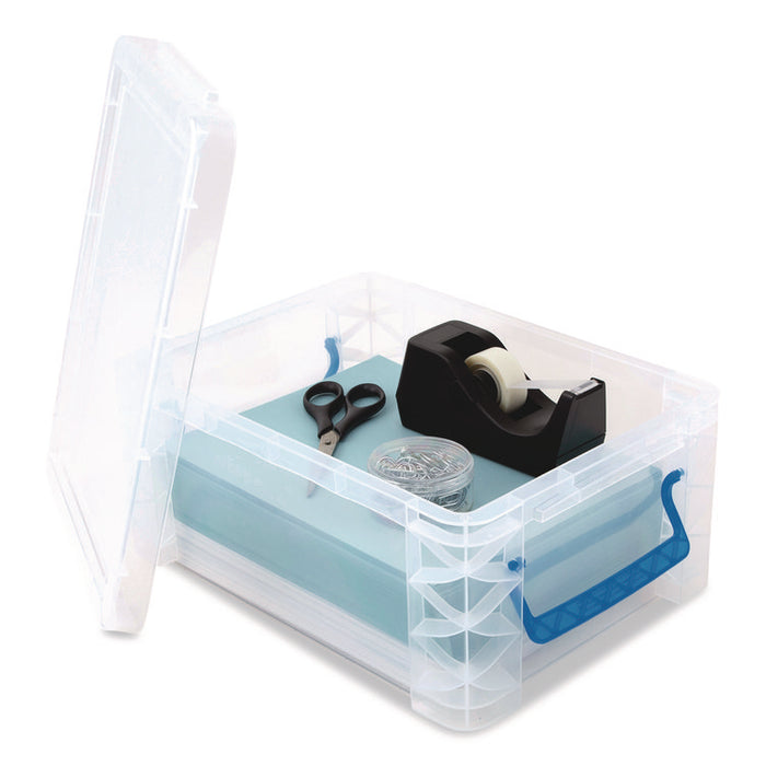 Super Stacker Lift-Off Lid Storage Tote, 14.25 x 10.3 x 6.5, Transparent/Blue