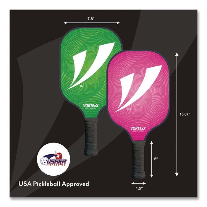 Pickleball Set, Pink/Green, 15.75" x 7.75" x 2.9"