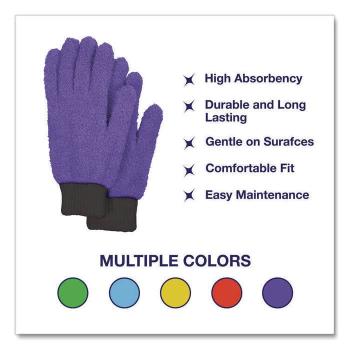 Microfiber Dusting Gloves, Purple with Black Cuffs, 2 Gloves