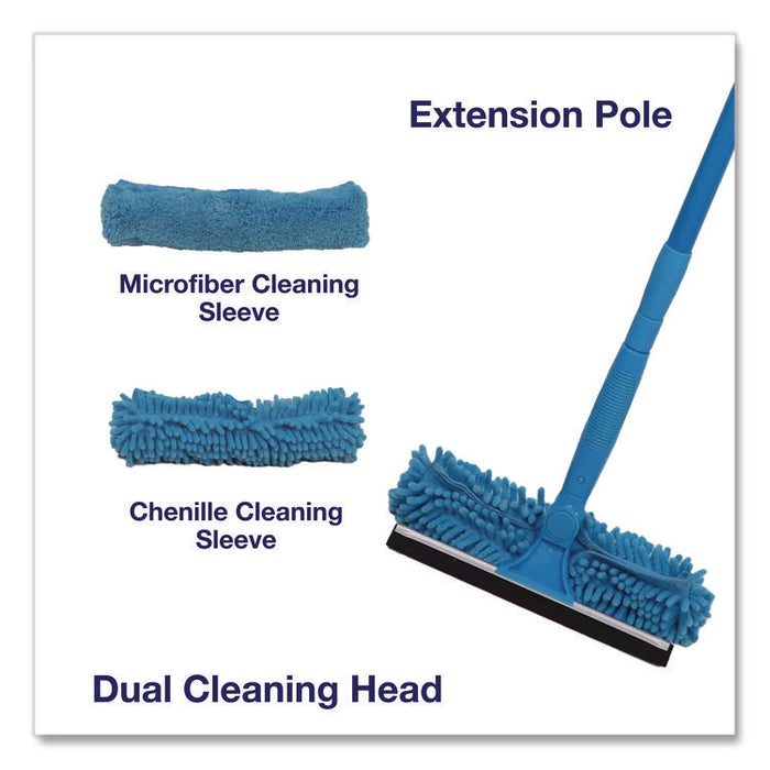 Window Cleaner Set, with Washing Pads, 11", 49" Plastic Handle, Blue