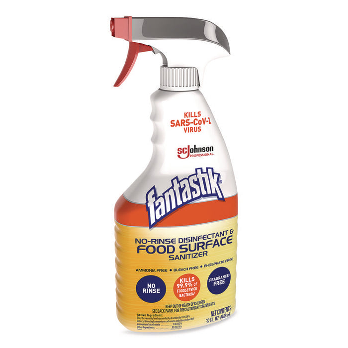 No Rinse Disinfectant and Food Surface Sanitizer, Unscented, 32 oz Trigger Spray Bottle, 8/Carton
