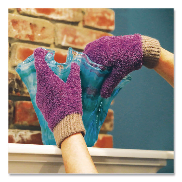 Microfiber Dusting Gloves, Purple with Black Cuffs, 2 Gloves