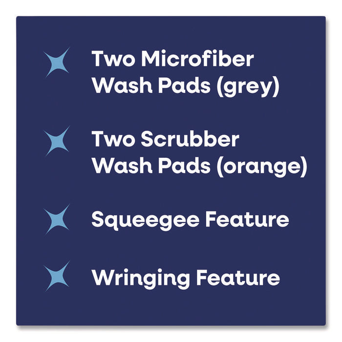 4-in-1 Squeegee Mop, 4.5 x 14.5 Orange/Gray Microfiber Heads, 53" White/Orange Polyamide/Polyester Handle