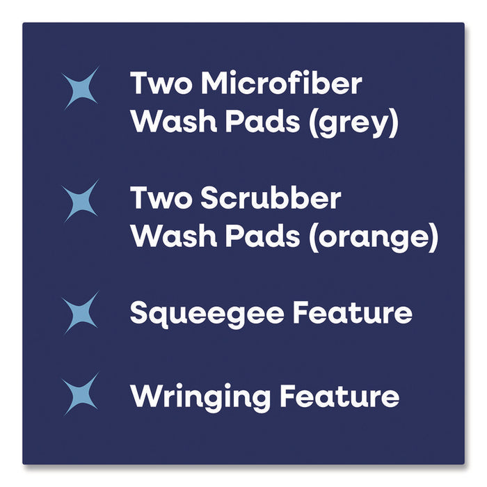 4-in-1 Squeegee Mop, 4.5 x 14.5 Orange/Gray Microfiber Heads, 53" White/Gray Polyamide/Polyester Handle