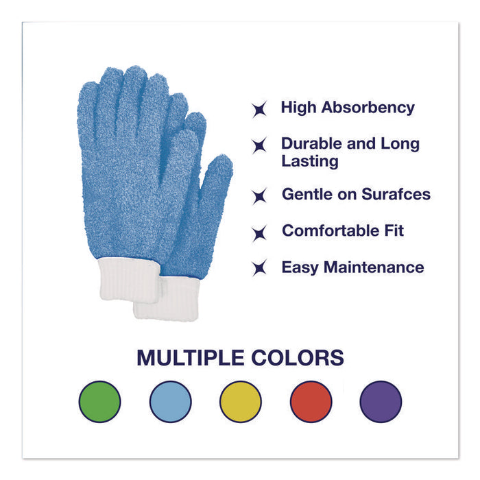 Microfiber Dusting Gloves and Mitts, Blue with White Cuffs, 2 Gloves, 2 Mitts