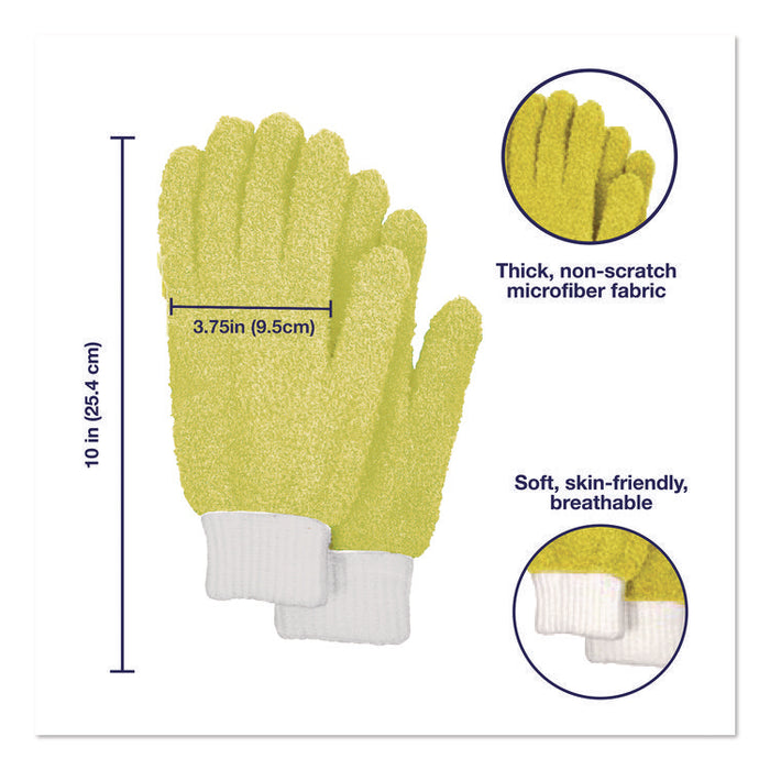 Microfiber Dusting Gloves and Mitts, Yellow with White Cuffs, 2 Gloves, 2 Mitts
