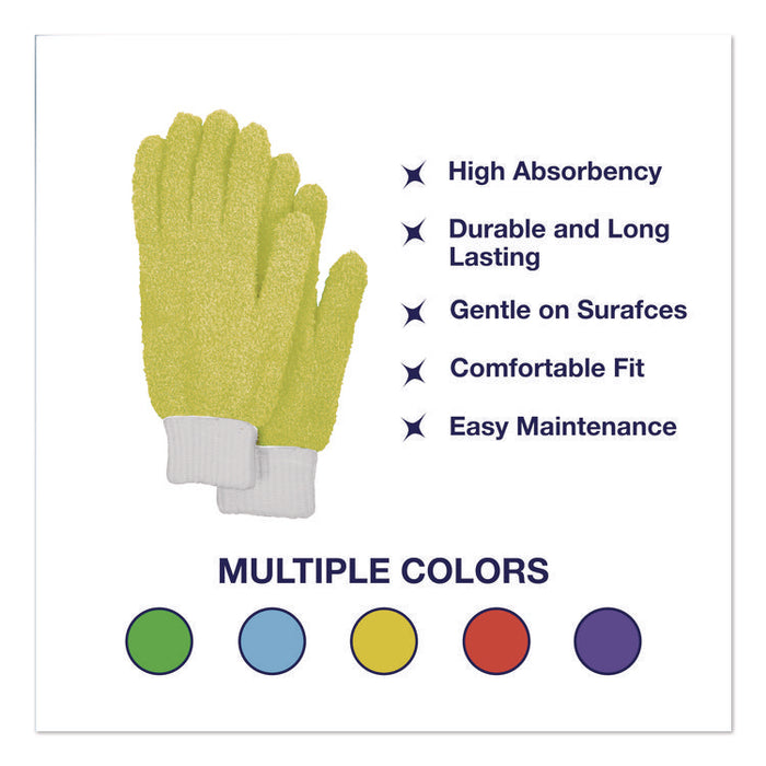 Microfiber Dusting Gloves and Mitts, Yellow with White Cuffs, 2 Gloves, 2 Mitts
