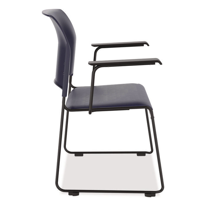 8700 Series Cafetorium Chair With Armrests, Supports Up to 500 lb, 18" Seat Ht, Blue Seat/Back, Black Base, 4/CT, 2 CT/Bundle