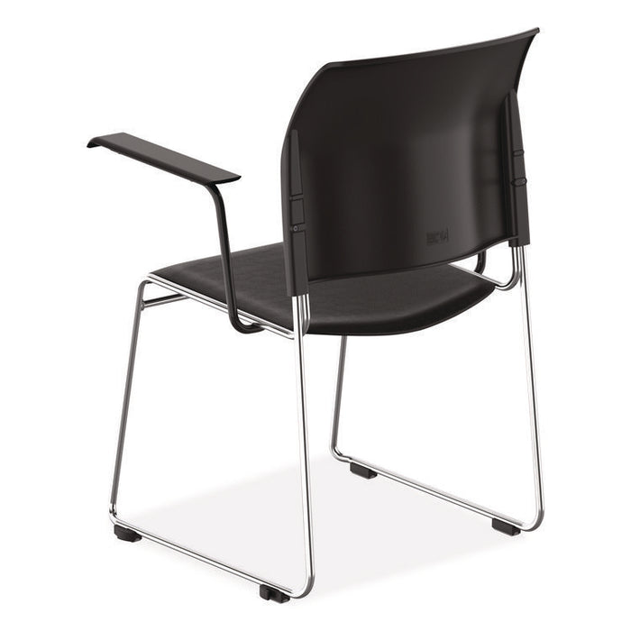 8700 Series Cafetorium Chair w/Armrests, Supports Up to 500 lb, 18" Seat Ht, Black Seat/Back, Chrome Base, 4/CT, 2 CT/Bundle