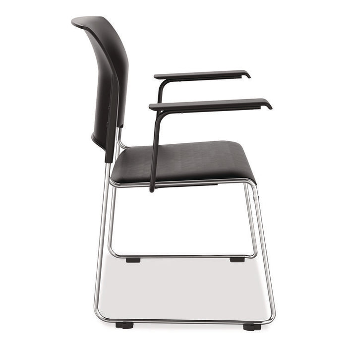 8700 Series Cafetorium Chair w/Armrests, Supports Up to 500 lb, 18" Seat Ht, Black Seat/Back, Chrome Base, 4/CT, 2 CT/Bundle