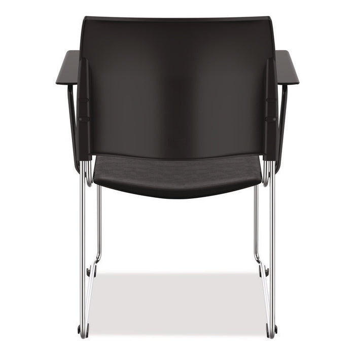 8700 Series Cafetorium Chair w/Armrests, Supports Up to 500 lb, 18" Seat Ht, Black Seat/Back, Chrome Base, 4/CT, 2 CT/Bundle