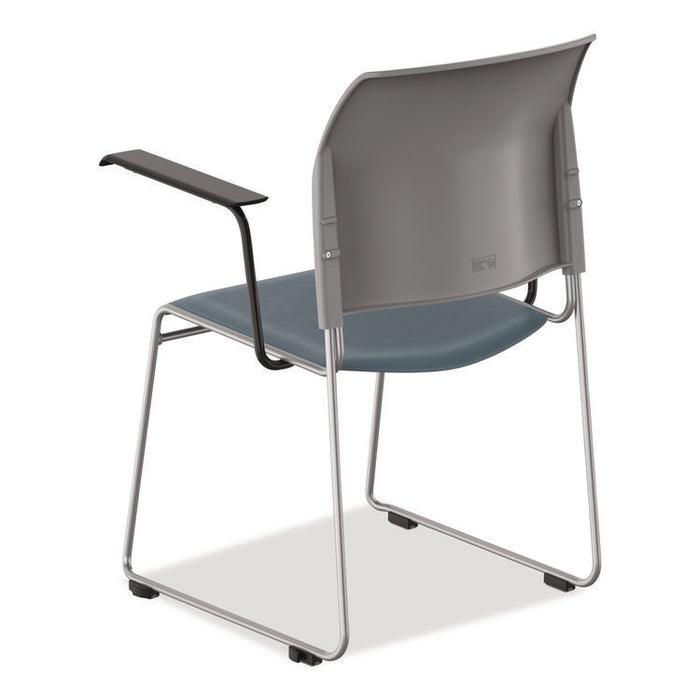 8700 Series Cafetorium Chair w/Armrests, Supports 500 lbs, 18" Seat Ht, Blue Seat, Gray Back, Silver Base, 4/CT, 2 CT/Bundle