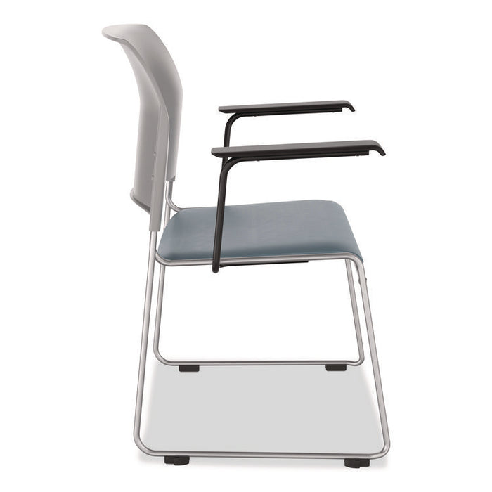 8700 Series Cafetorium Chair w/Armrests, Supports 500 lbs, 18" Seat Ht, Blue Seat, Gray Back, Silver Base, 4/CT, 2 CT/Bundle
