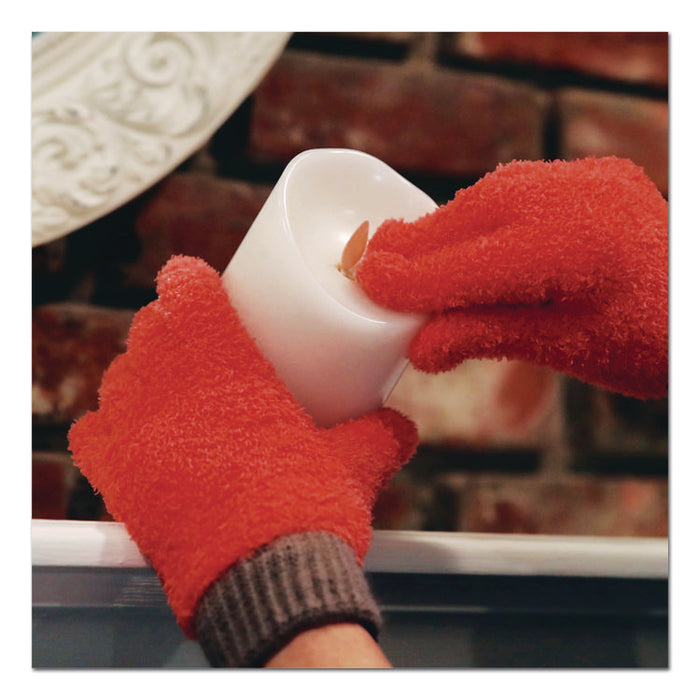 Microfiber Dusting Gloves, Coral with White Cuffs, 2 Gloves