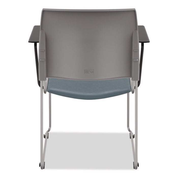 8700 Series Cafetorium Chair w/Armrests, Supports 500 lbs, 18" Seat Ht, Blue Seat, Gray Back, Silver Base, 4/CT, 2 CT/Bundle