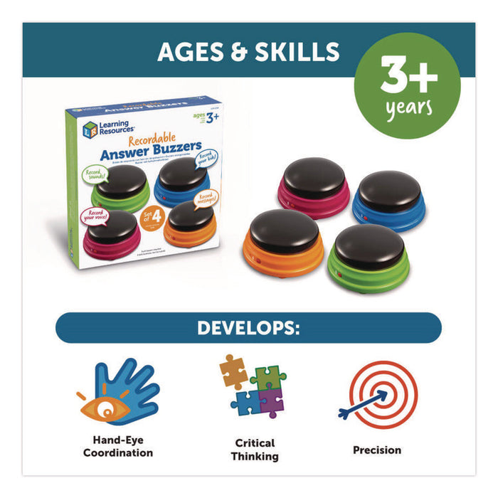 Recordable Answer Buzzers, Ages 3 and Up, 4 Buzzers