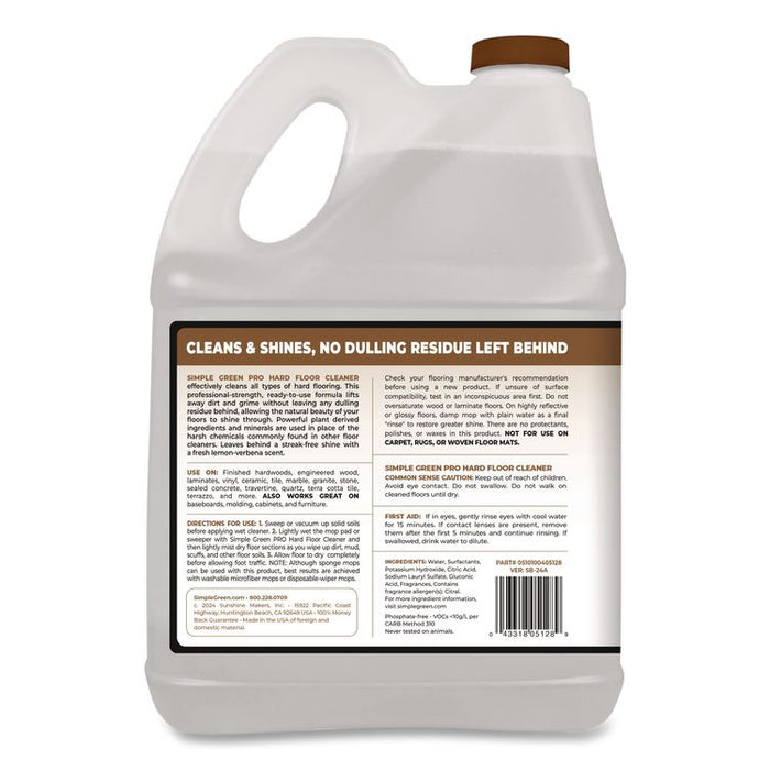 Pro Hard Floor Cleaner, Lemon Verbena Scent, 1 gal Bottle, 4/Carton