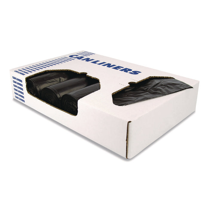 Linear Low-Density Can Liners, 56 gal, 1.5 mil, 51" x 48", Black, Flat Pack, 100/Carton
