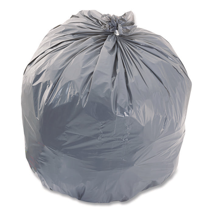 Linear Low-Density Can Liners, 45 gal, 1.1 mil, 40" x 46", Gray, Flat Pack, 125/Carton