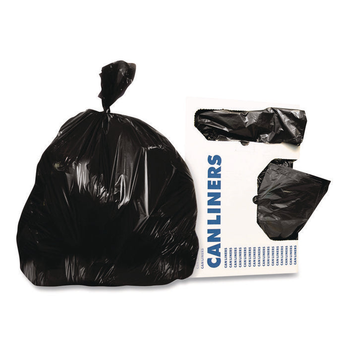 Linear Low-Density Can Liners, 33 gal, 1.5 mil, 33" x 39", Black, Flat Pack, 250/Carton