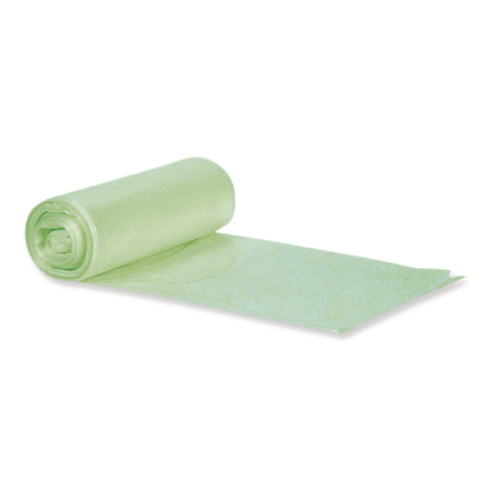 Biotuf Compostable Can Liners, 30 gal, 1 mil, 28" x 45", Green, 25 Bags/Roll, 5 Rolls/Carton