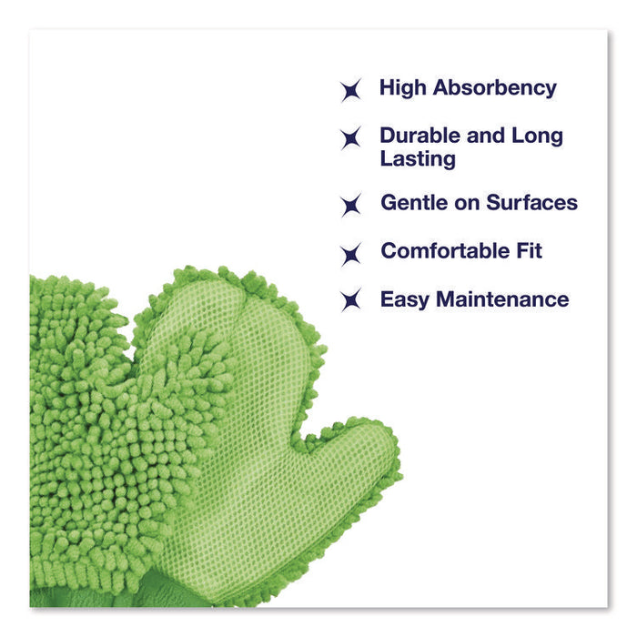 Chenille Scrubbing Mitts, Green, 2 Mitts