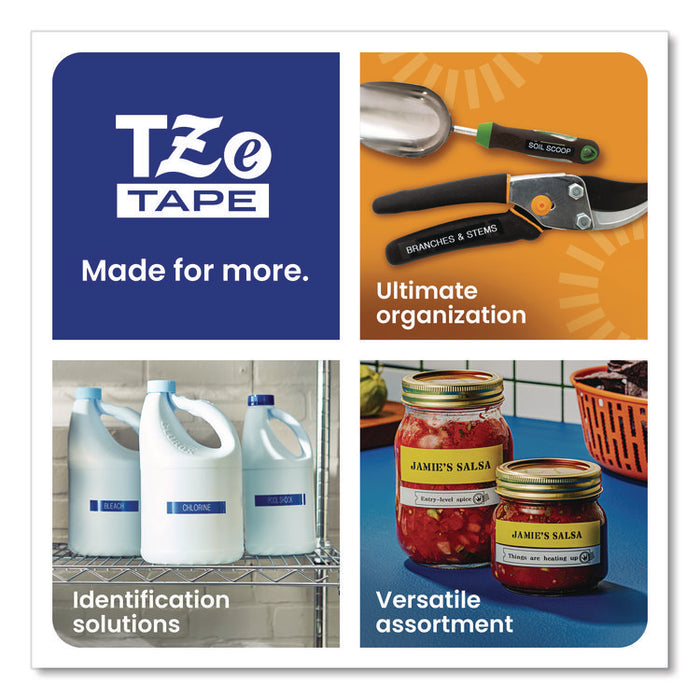 TZe Extra-Strength Adhesive Laminated Labeling Tape, 0.7" x 26.2 ft, Black on White