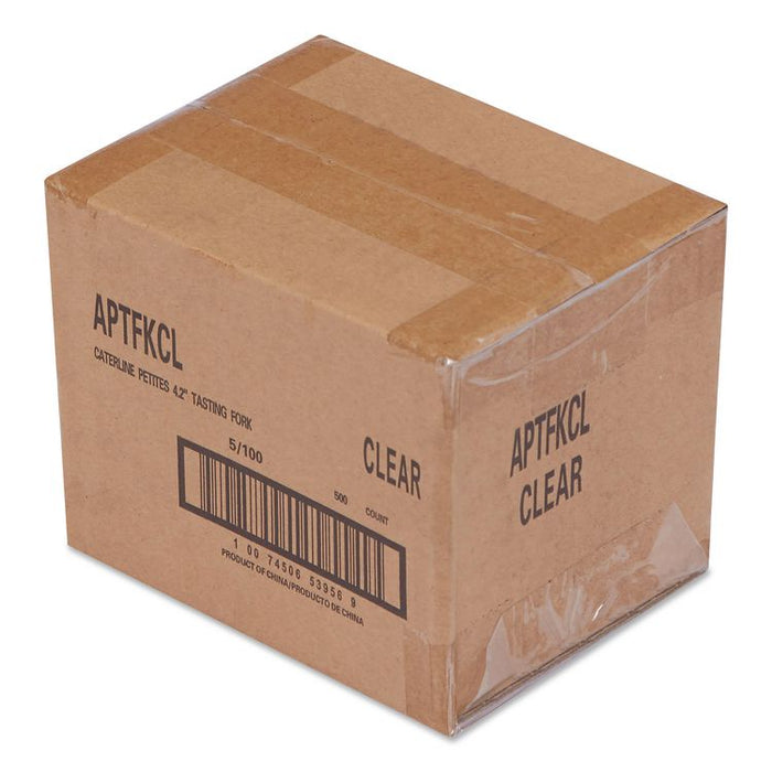 Petites Mini Utensils, Mediumweight, Petite Tasting Fork, Plastic, Clear, 500/Carton