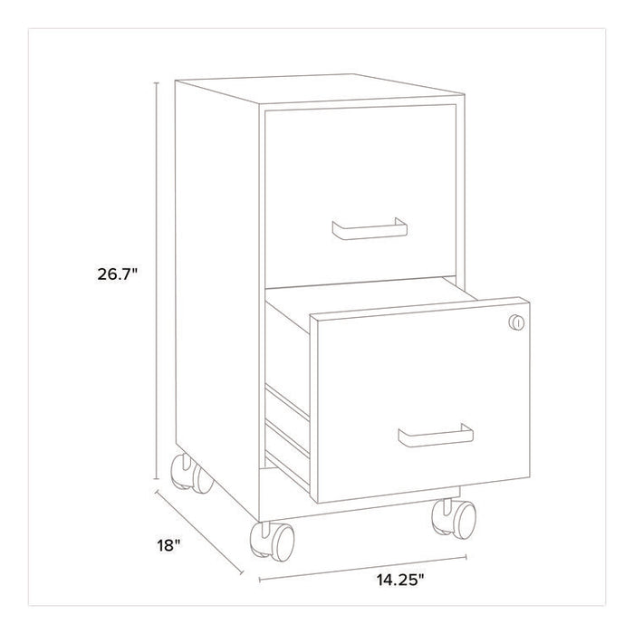 Two-Drawer Mobile Vertical File, 2 Letter-Size File Drawers, 14.25 x 18 x 26.7, Pearl White