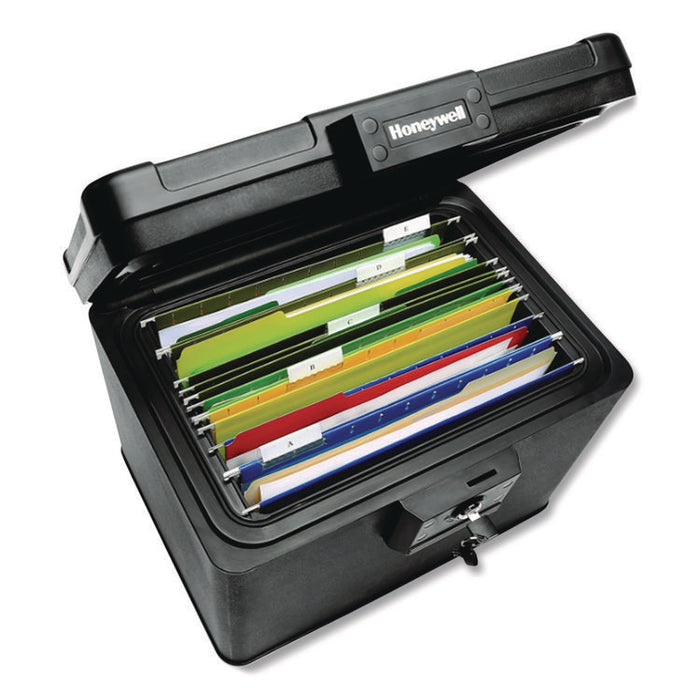 Molded Fire and Water File Chest, 16 x 12.6 x 13, 0.6 cu ft, Black