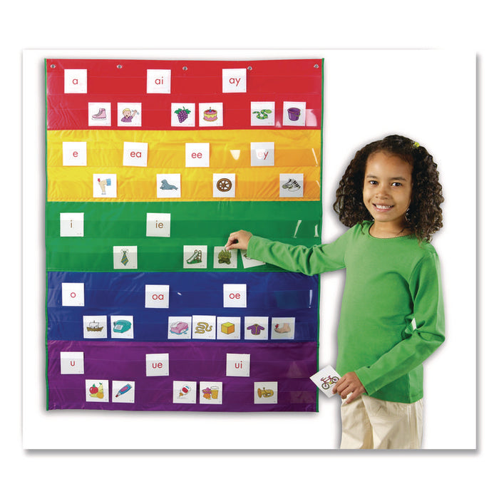 Rainbow Pocket Chart, 10 Pockets, 33.5" w x 42" h, Assorted Colors