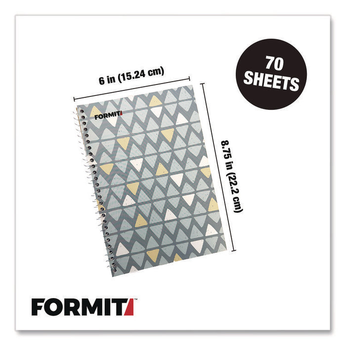 Notebook, Triangle Pattern, 1-Subject, Wide/Legal Rule, Blue/Yellow/Light Blue, (70) 8.75 x 6 Sheets