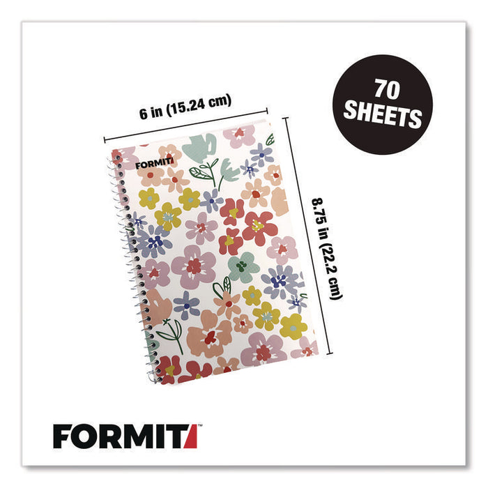 Notebook, Floral Design, 1-Subject, Wide/Legal Rule, Pink/Yellow/Green, (70) 8.75 x 6 Sheets