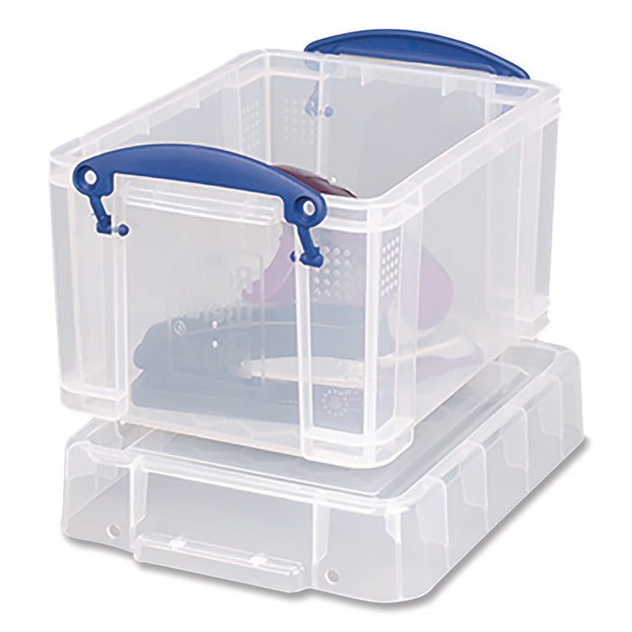 Snap-Lid Storage Bin, 101.12 oz, 7.06" x 9.62" x 6.25", Clear Box/Blue Handle