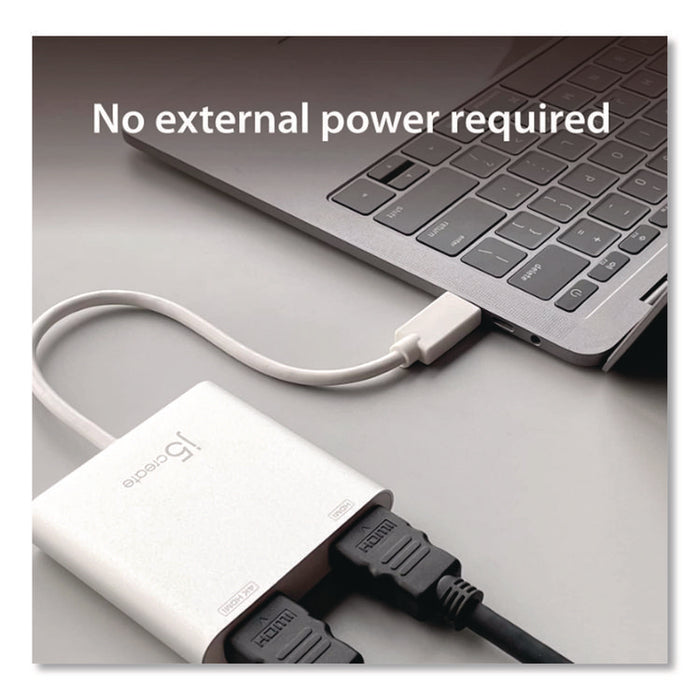 USB to HDMI Adapter, 7.87", Silver/White