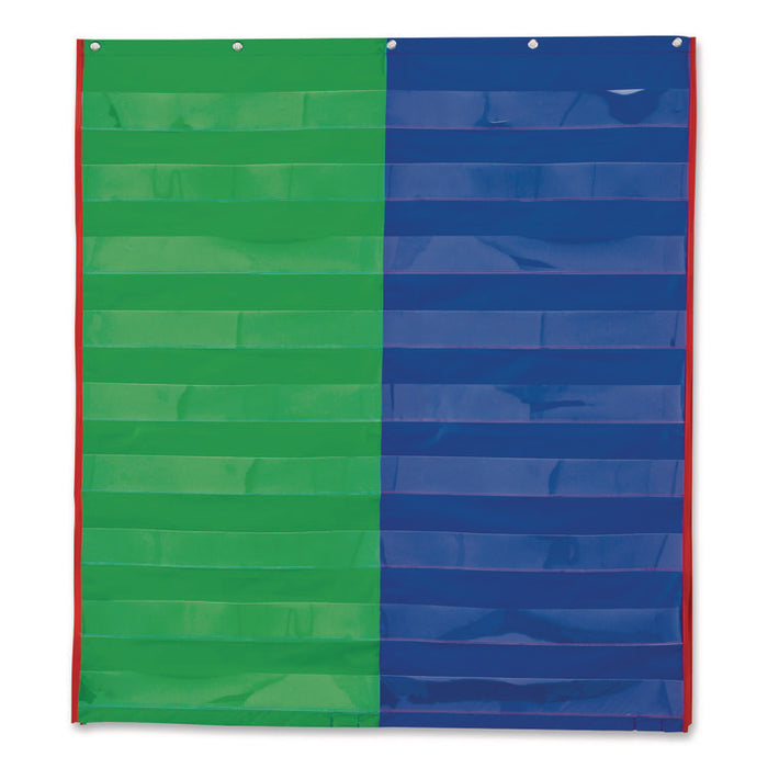 Two- and Four-Column Double-Sided Pocket Chart, 9 Pockets/Chart, 30 x 38, Blue/Green/Red/Yellow