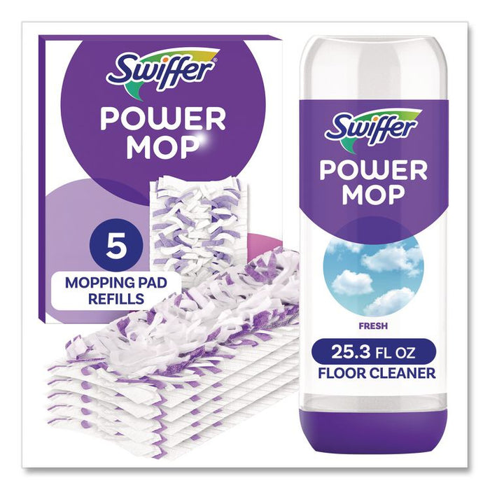PowerMop Cleaning Solution and Pads Refill Pack, Lavender, Scent, 25.3 oz Bottle and 5 Pads per Pack, 4 Packs/Carton