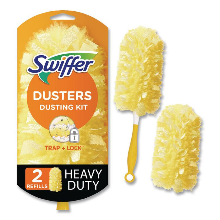 Heavy Duty Dusters Starter Kit, 6" Handle with Two Disposable Dusters, 4 Kits/Carton